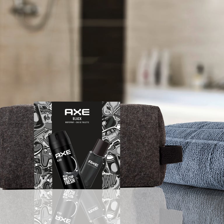 Black EDT 100 ml + Déodorant 150 ml + Trousse de toilette Lot 3 Unités de Axe
