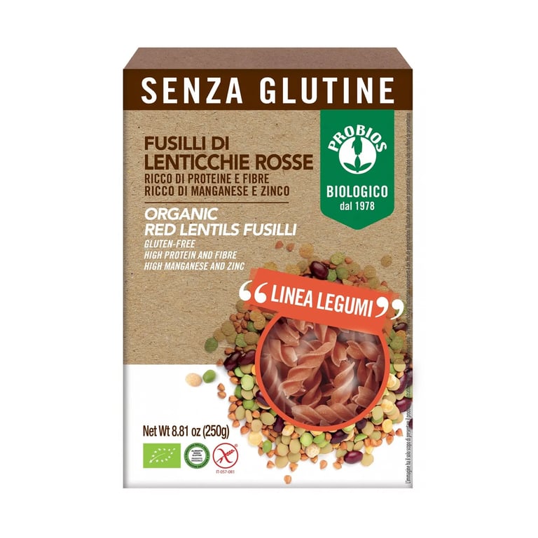 Fusilli De Lentejas Rojas Sin Gluten Bio