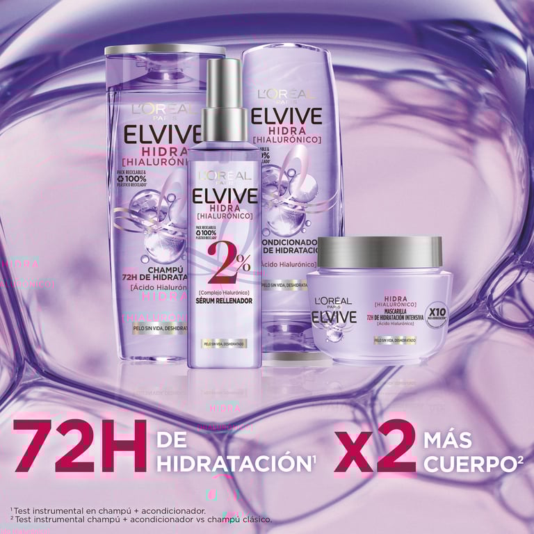 Elvive Hidra Hialurónico Champú 72H Hidratación 690 ml de L'Oreal Paris