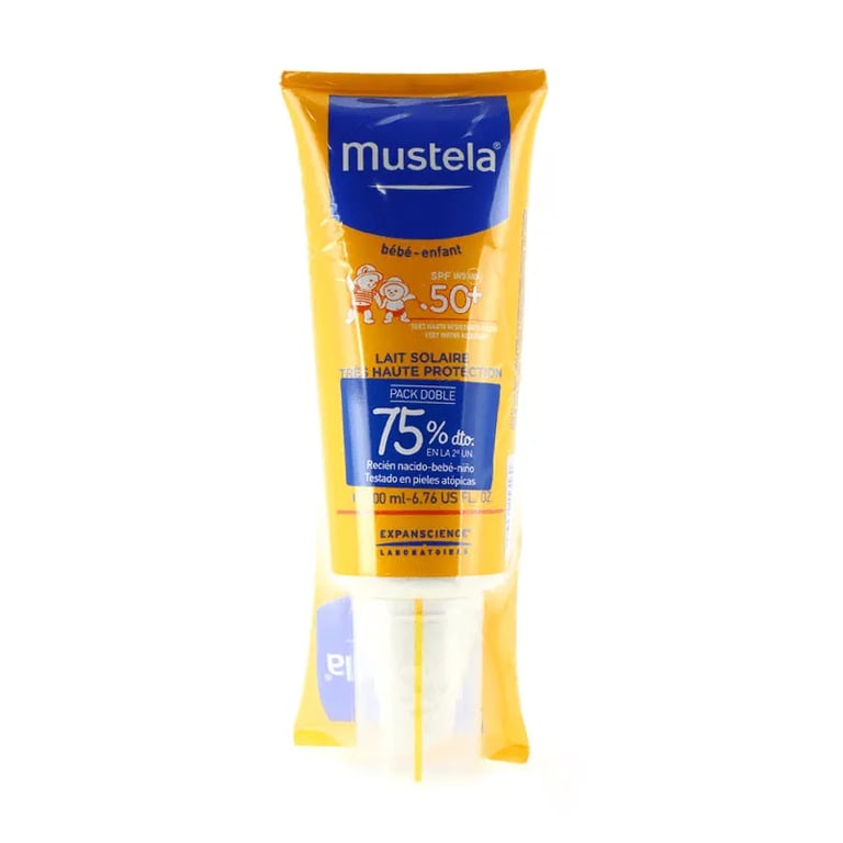 PACK DUPLO BESCHERMING BABYS EN KINDEREN ZONNE MELK SPF50+ 2ª UD 75% KORTING
