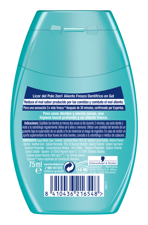 Zahnpasta Gel Frischer Atem 2 in 1 75 ml von Licor Del Polo