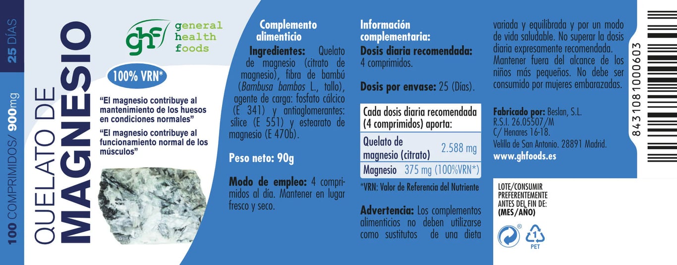 Chélate de Magnésium 900mg - imagen 4 de 4