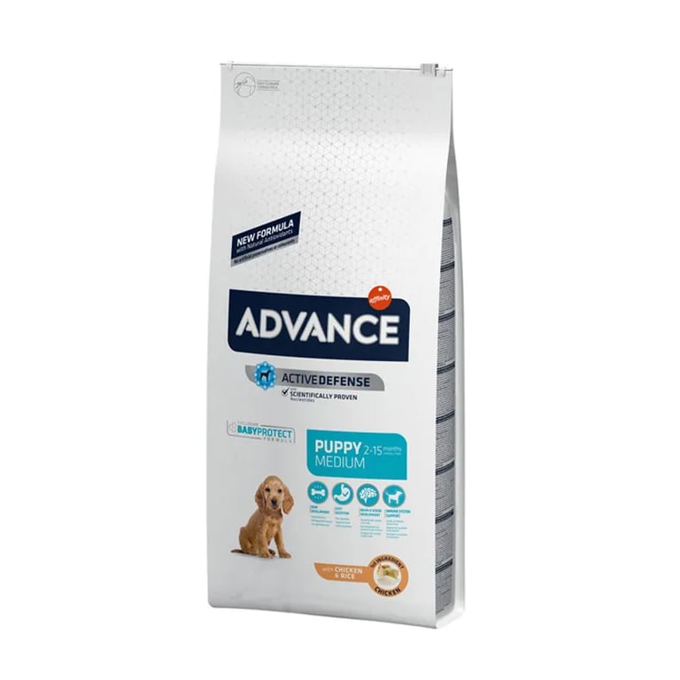 Droogvoer voor Honden Puppy Medium Kip en Rijst 12 Kg