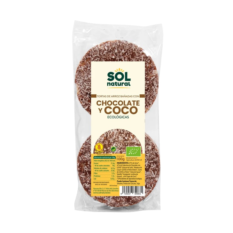 Galettes De Riz Nappées De Chocolat Et Noix De Coco Bio