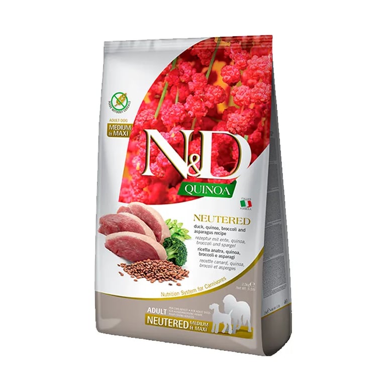 Hundefutter Medium Maxi ND Neutered Quinoa Ente und Brokkoli