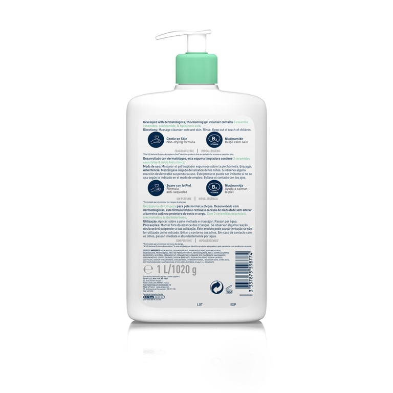 Cerave Gel Nettoyant Moussant 1000 ml de Cerave