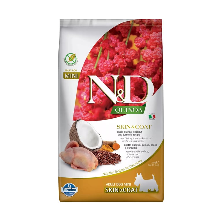 Hundefutter Mini ND SKin Coat Quinoa Wachtel Kokosnuss und Kurkuma