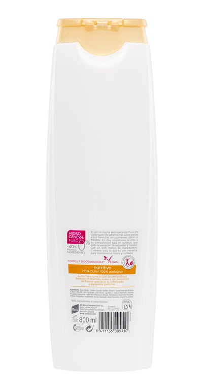 Gel De Duche Nutritivo Com Oliva Biológica 800 ml da Hidrogenesse