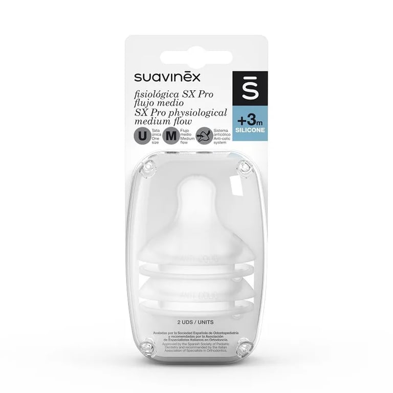 Tetina Fisiológica SX Pro Fluxo Médio Silicone 3M+
