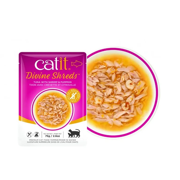 Divine Shreds Soupe Pour Chat Au Thon Crevettes Et Courge