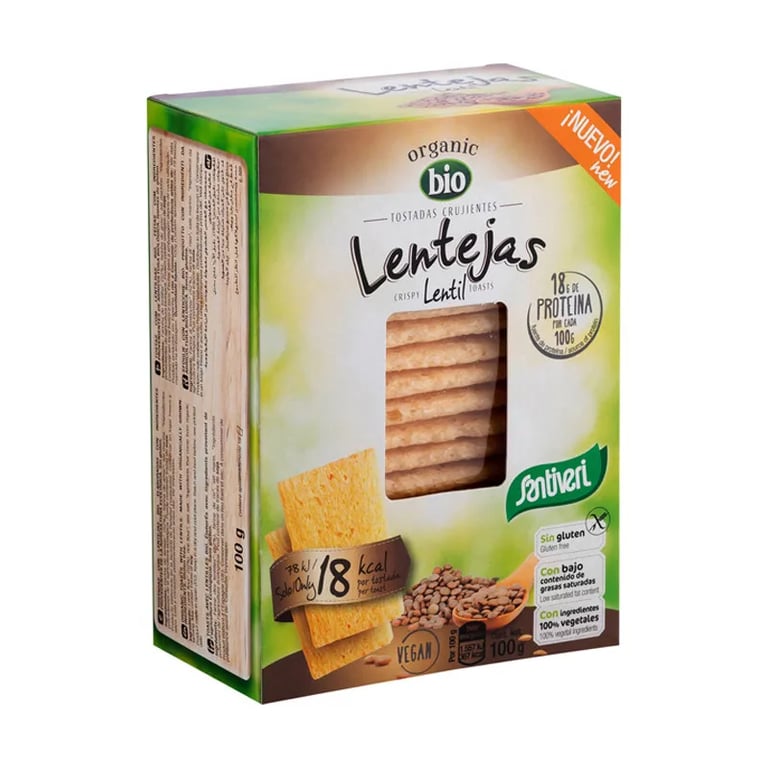 TOSTADAS CRUJIENTES CON LENTEJAS BIO