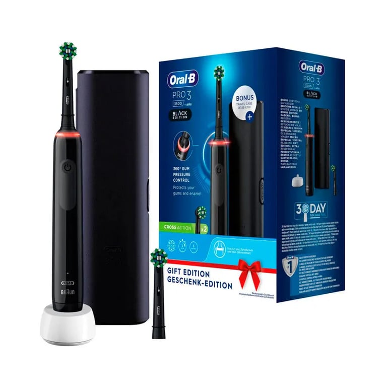 Oral-B Spazzolino Elettrico PRO3 3500 Black Edition + 2 Testine
