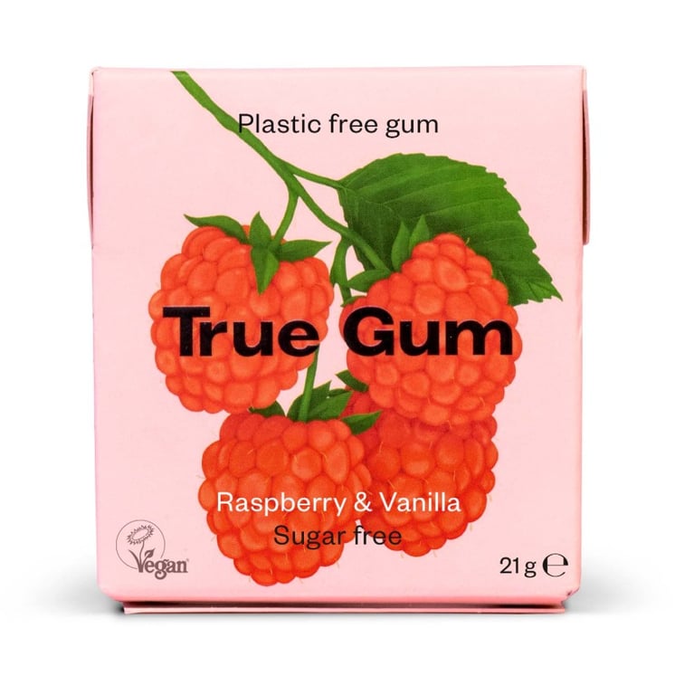 Chicle sin plástico de Frambuesa y Vainilla
