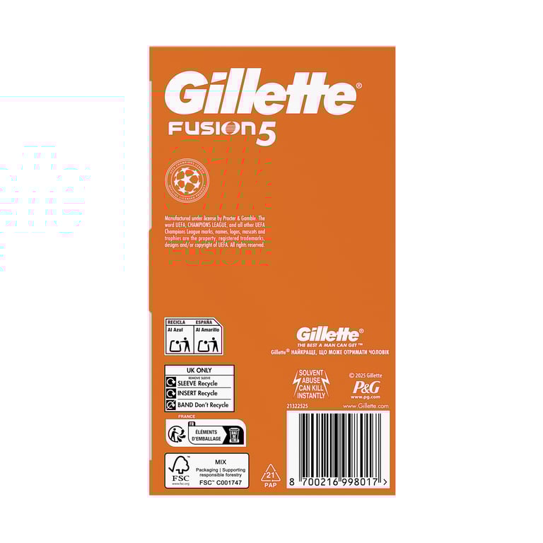 Gillete Fusion5 Champions League Pack Neceser de Gillette