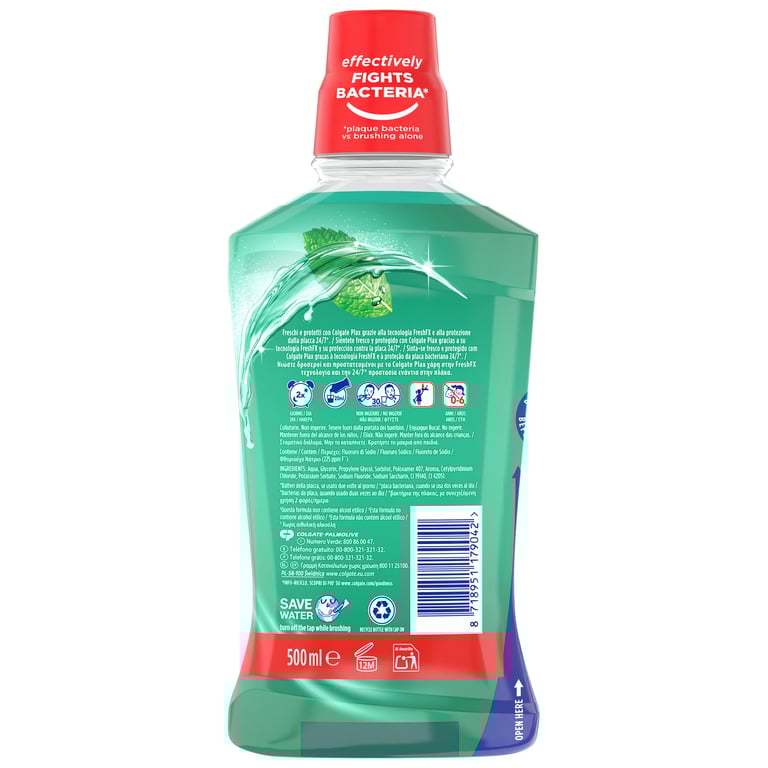 Plax Elixir Oral Menta Suave 0% Álcool 500 ml da Colgate