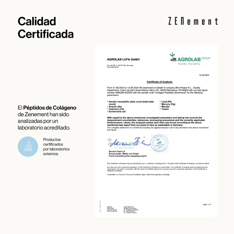 Péptidos de Colágeno 100% Grass Fed Colágeno Bovino Hidrolizado 450g de Zenement
