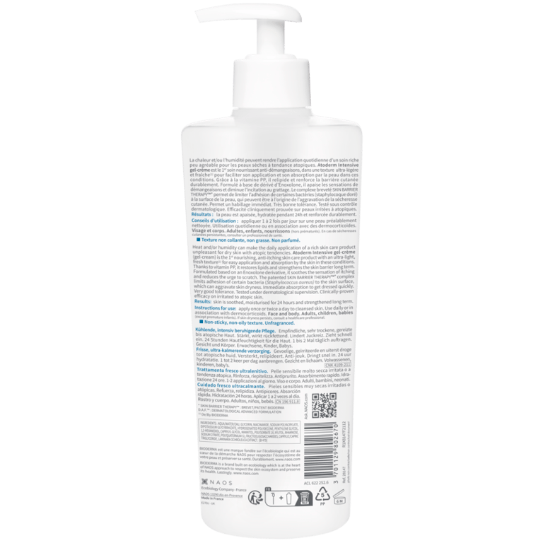 Atoderm Intensive Gel Crema  Cuidado Pieles Atópicas 500 ml de Bioderma