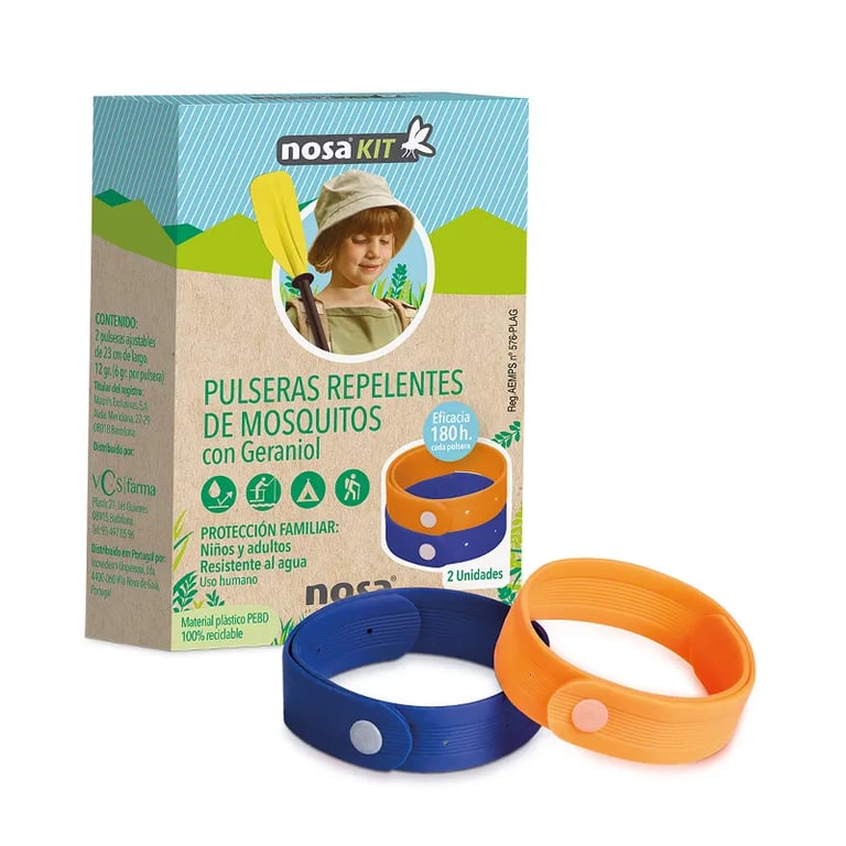 PULSERAS REPELENTES DE MOSQUITOS AZUL - NARANJA