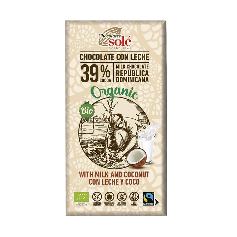 Chocolate Con Leche 39% Y Coco Bio