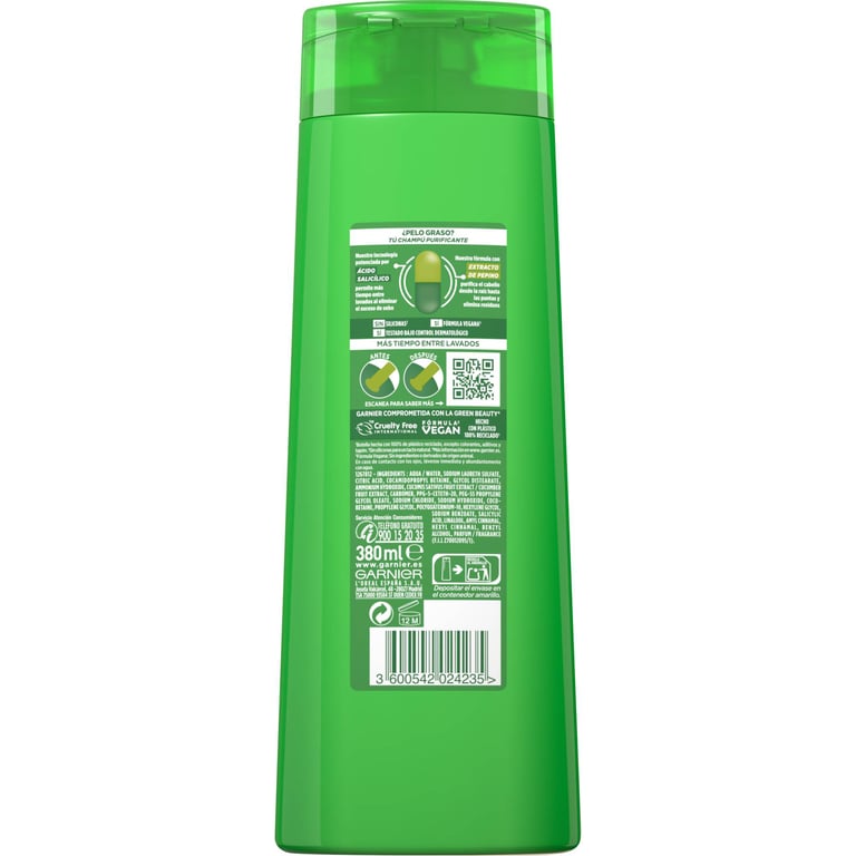 Fructis Pure Fresh Concombre Purifiant Shampooing Fortifiant 360 ml de Garnier