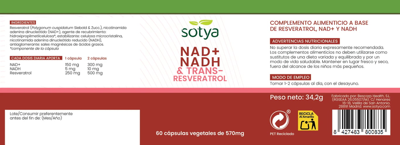 NAD+ NADH & Trans-Resvératrol 570 mg - imagen 5 de 5