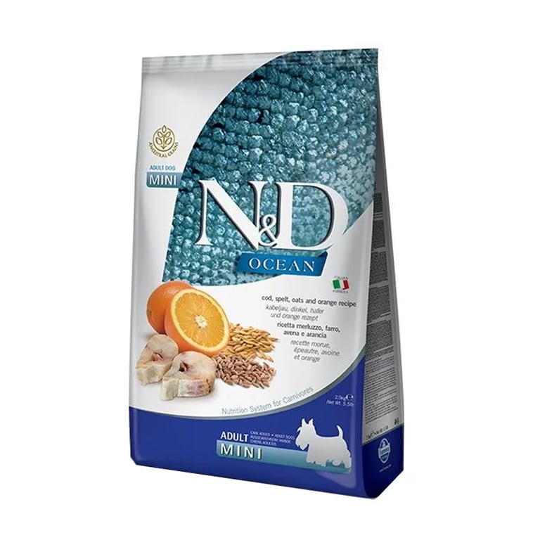 Pienso Perro Adulto Mini Nd Ocean Bacalao Espelta Avena Naranja