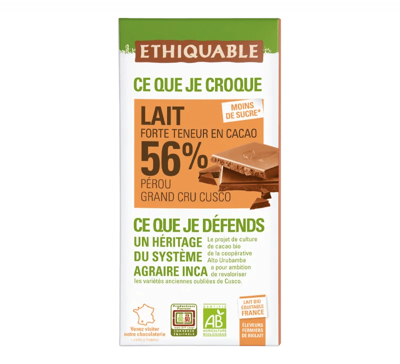 Chocolate Con Leche 56% Cacao Peru Bio