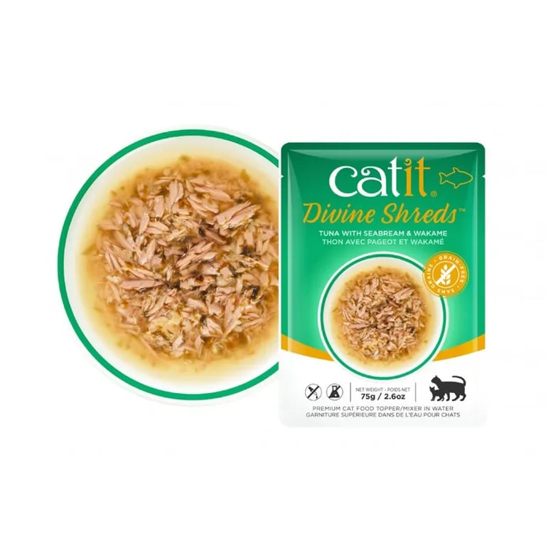 Divine Shreds Soupe Pour Chat Au Thon Daurade Et Wakame