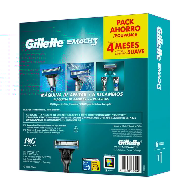 Gillette Mach3 Pack Rasoir + 6 Recharges de Gillette
