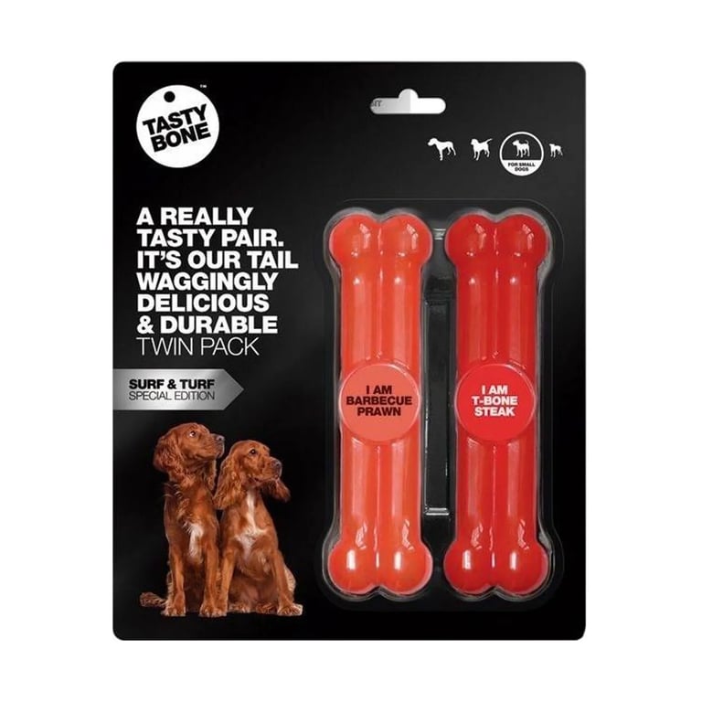 Nylon Knochen Twin Pack Garnele BBQ Steak Small