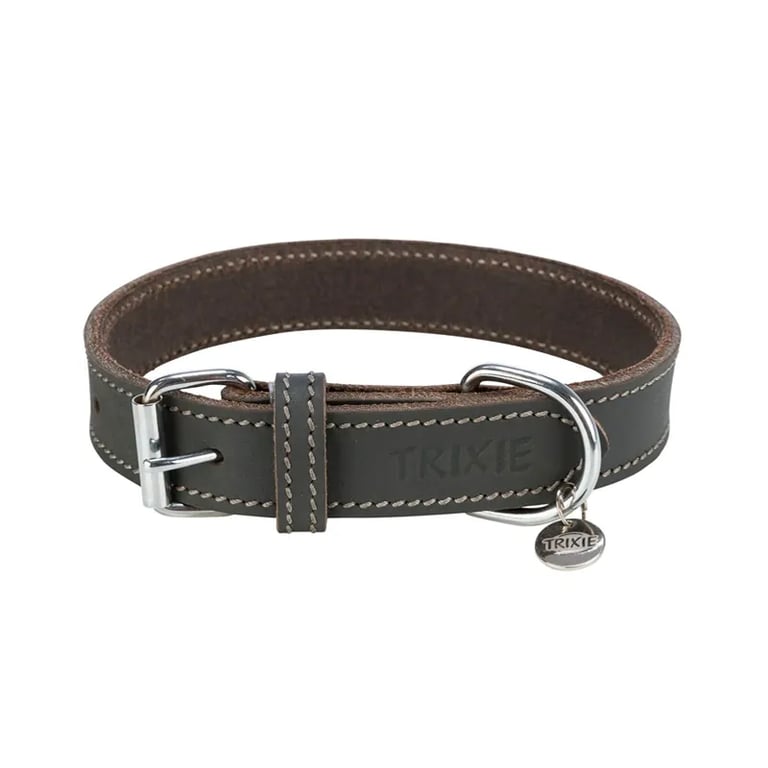 Collier en Cuir Graissé Rustic Gris