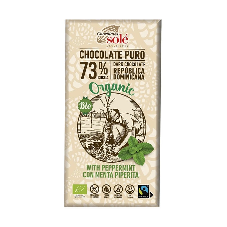 Chocolate Negro 73% Con Menta Piperita Bio