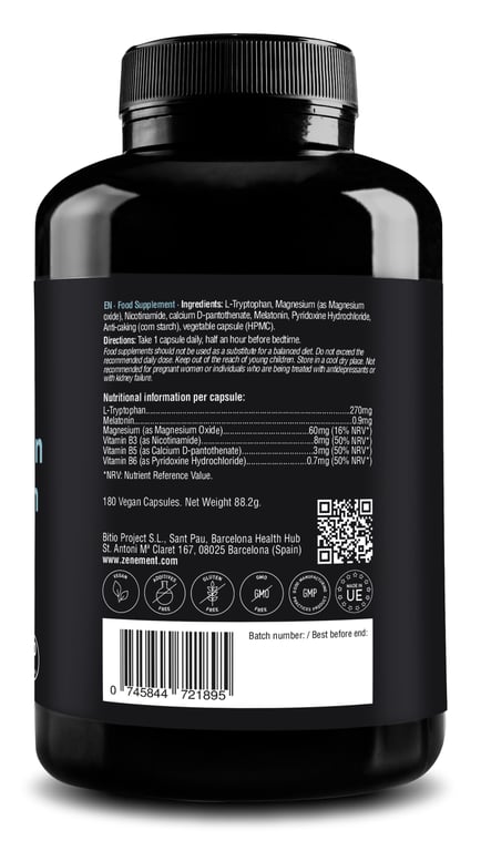 Mit Melatonin und L-Tryptophan. 180 Caps von Zenement