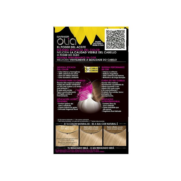 Olia Coloración Permanente #9,0 Rubio Muy Claro 4 pz de Imedia