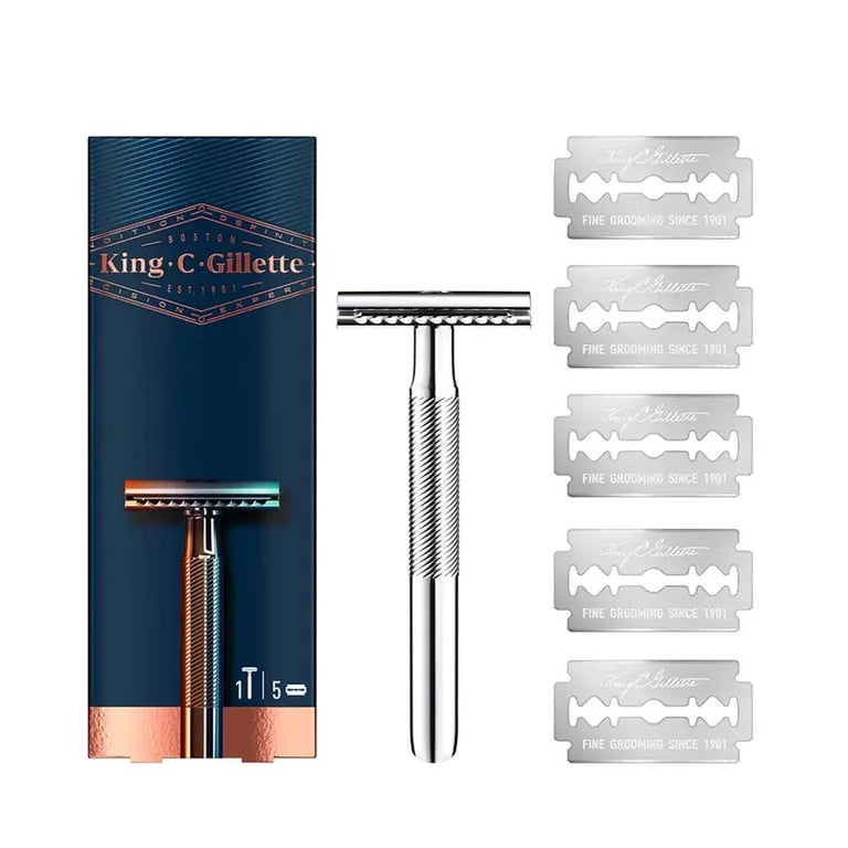 King C Gillette Rasoio di Sicurezza + 5 Ricariche