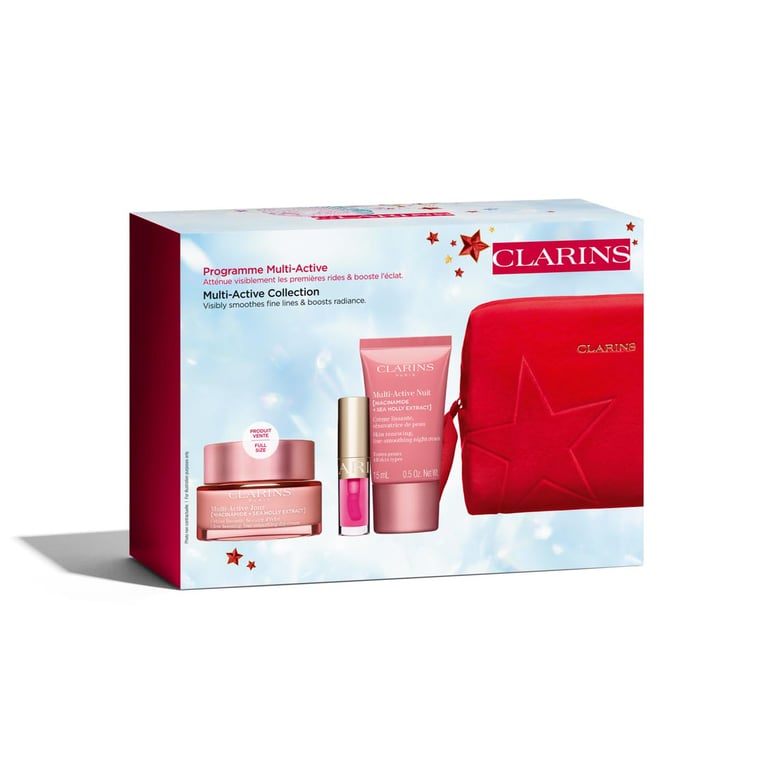 Multi-Active Jour 50 ml + Multi-Active Nuit + Lip Oil + Trousse de toilette Lot de Clarins