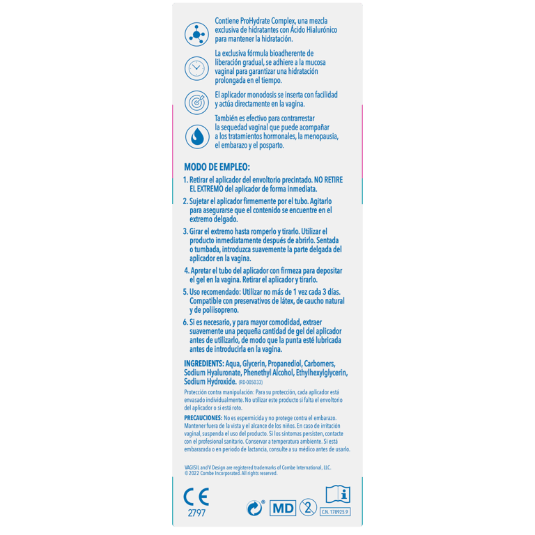 O Vagisil Intima Gel Hidratante Interno alivia la sequedad y el picor.