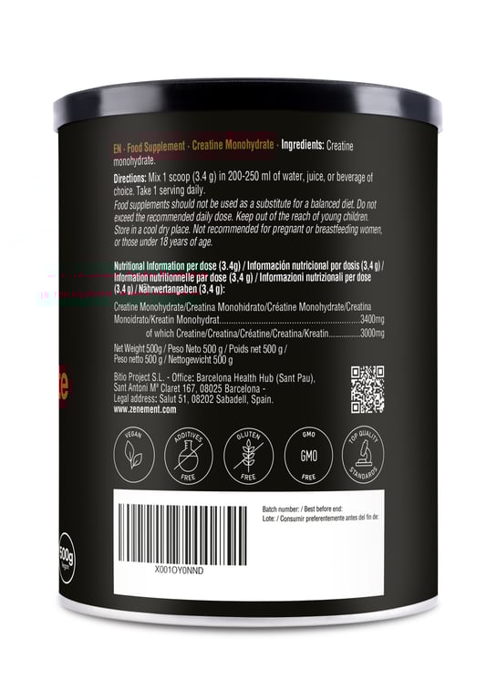 100% Creatine Monohydrate Micronized 500g von Zenement