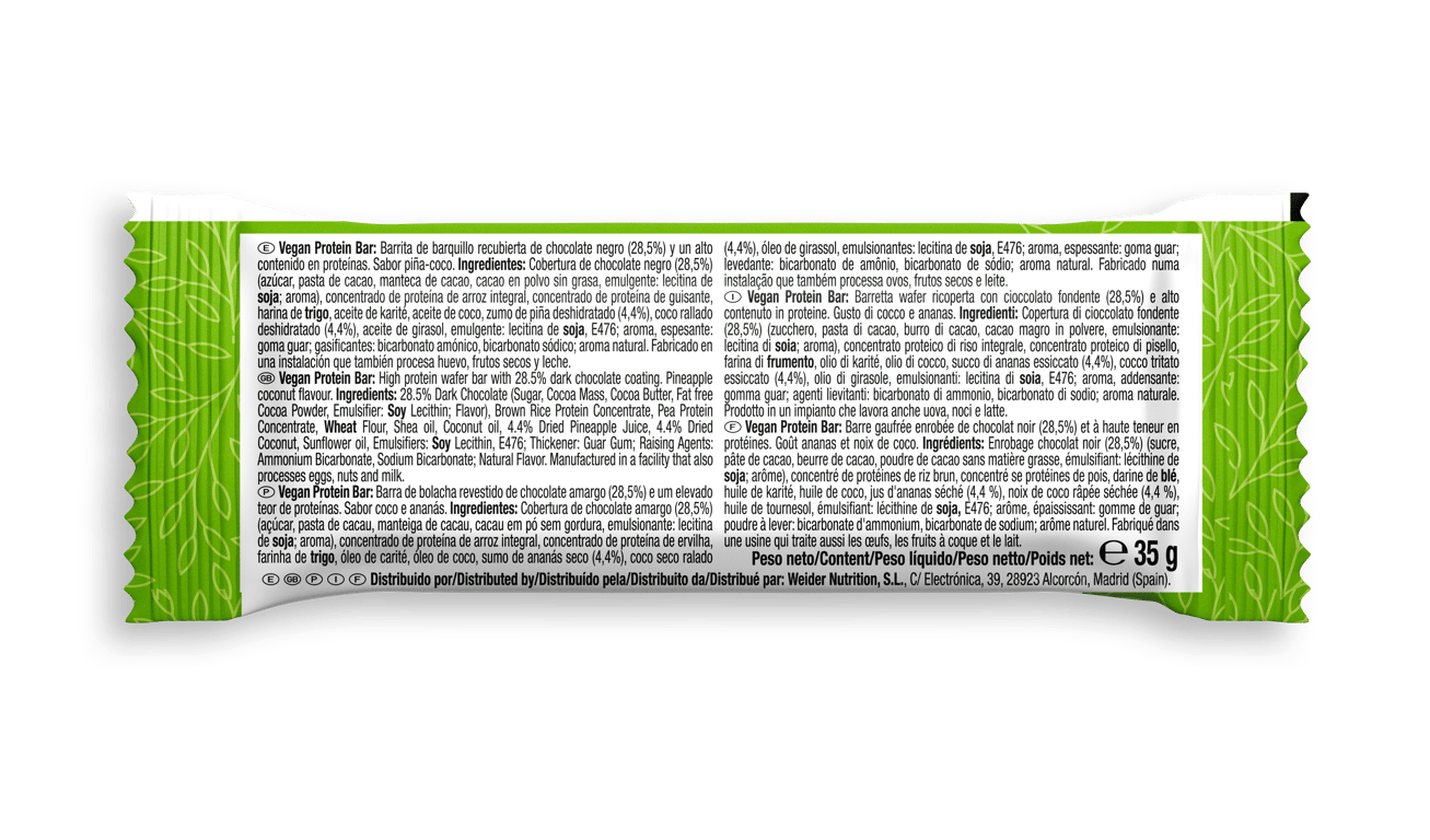 Vegan Protein Bar Wafer!  12 Unités 35g de Weider