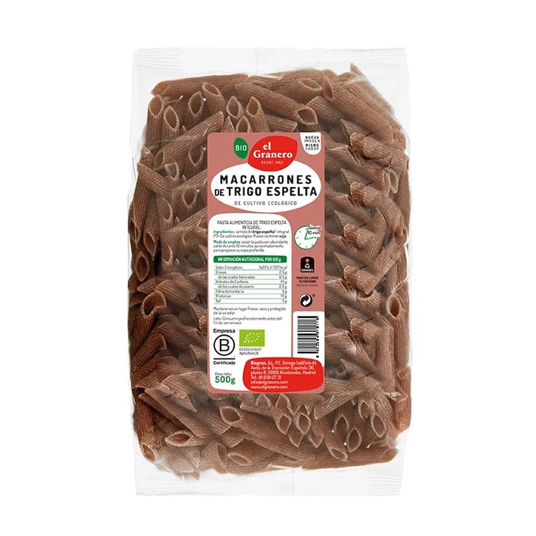 MACARRONES INTEGRALES DE ESPELTA BIO