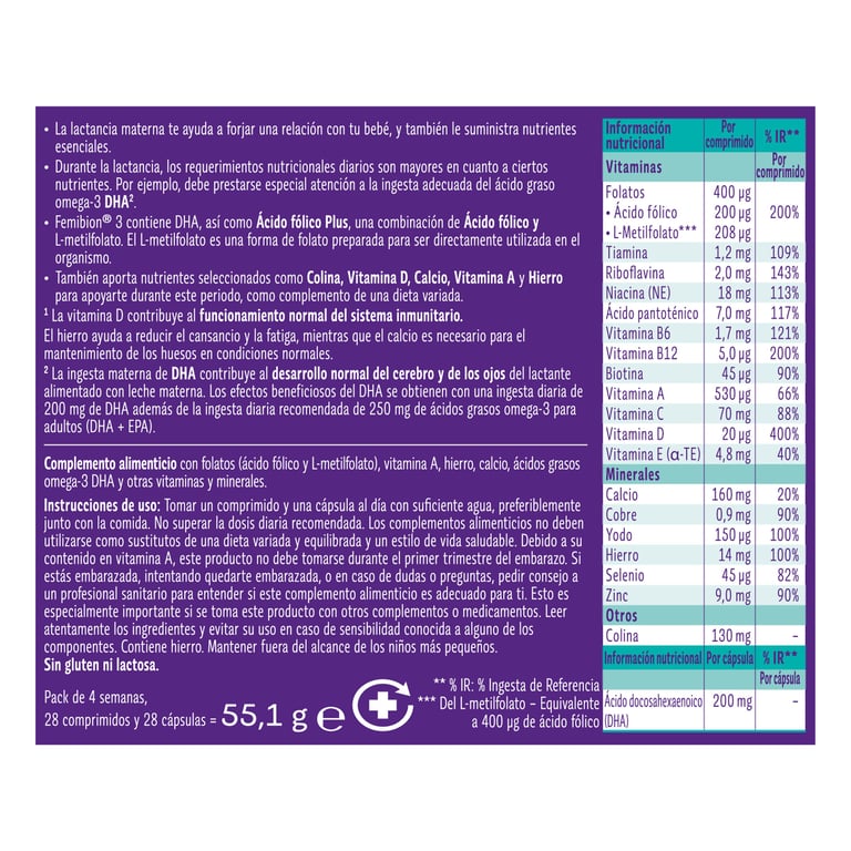 Femibion 3 Lactancia 28 Tabs + 28 Caps de Femibion
