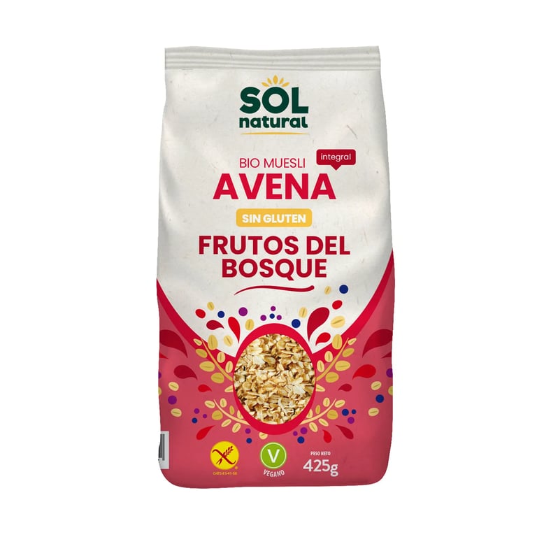 MUESLI AVENA FRUTOS DEL BOSQUE SIN GLUTEN BIO