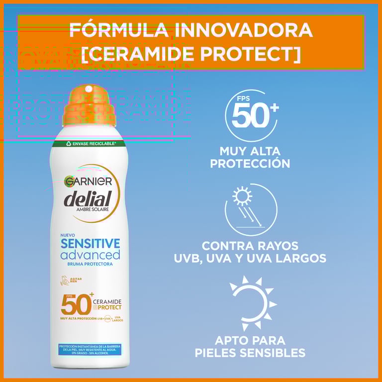 Delial Sensitive Advanced Brume Solaire Ceramide Protect SPF50+ 150 ml de Garnier