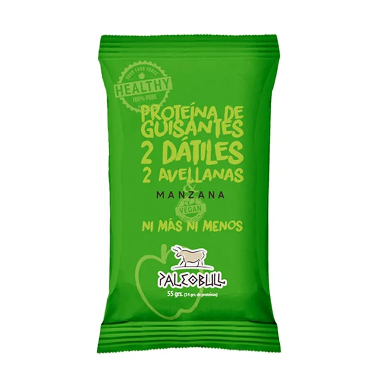 PALEOBULL BARRITA VEGANA DE MANZANA Y PROTEÍNA DE GUISANTE