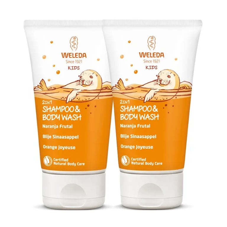 2 in 1 Shampoo en Gel Kids Sinaasappel Fruitig Dubbel
