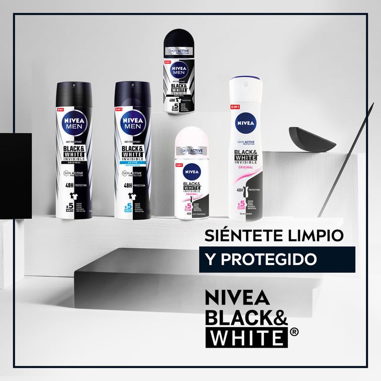 Black White Invisible Antitranspirant Original Roll-On 50 ml von Nivea