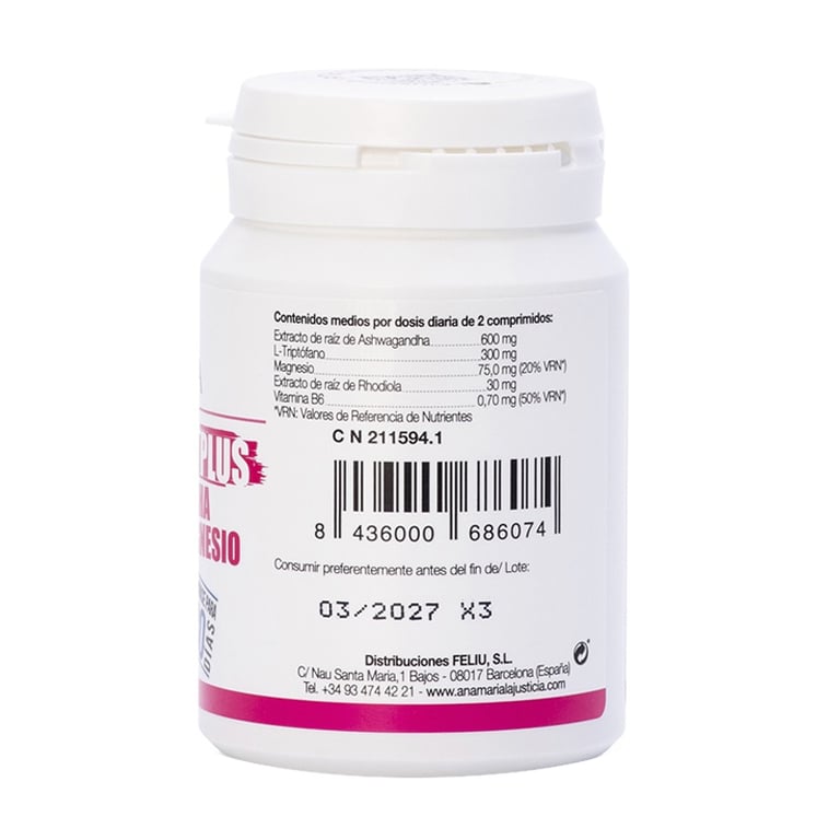 Tryptophane Plus Avec Ashwagandha Rhodiola Magnésium 60 Tabs de Ana Maria Lajusticia