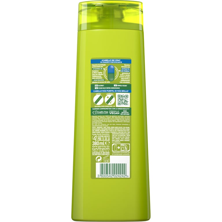 Fructis Fuerza & Brillo Champú 360 ml de Garnier