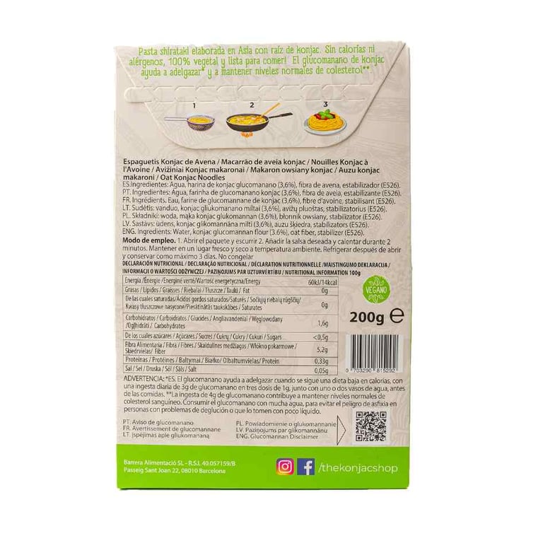 Espaguetis De Avena De Konjac 200g de The Konjac