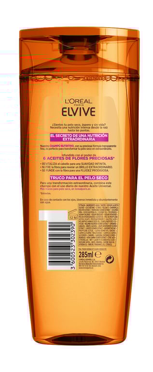 Elvive Aceite Extraordinario Champú Nutritivo 285 ml de L'Oreal Paris